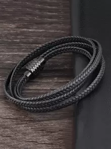 Fashionable and Popular Men Braided Detail Bracelet PU for Jewelry Gift and for a Stylish Look