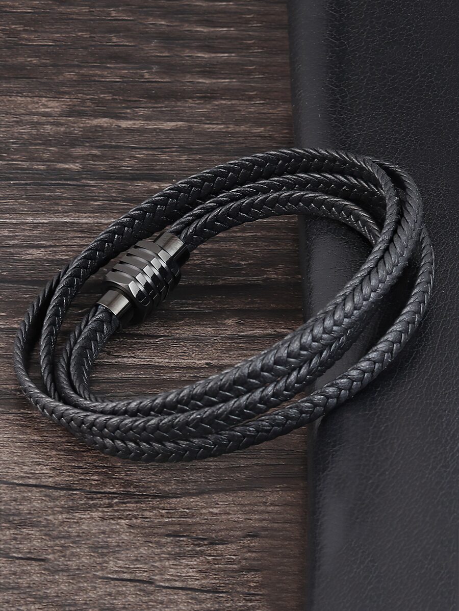 Fashionable and Popular Men Braided Detail Bracelet PU for Jewelry Gift and for a Stylish Look