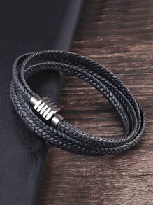 Fashionable and Popular Men Braided Detail Bracelet PU for Jewelry Gift and for a Stylish Look