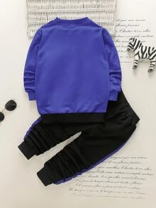 SHEIN Chàng trai trẻ Khối màu Đồ họa Chữ cái Áo len & Quần nỉ - Nhiều màu - Xem 2