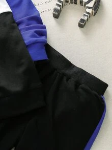 SHEIN Chàng trai trẻ Khối màu Đồ họa Chữ cái Áo len & Quần nỉ - Nhiều màu - Xem 4