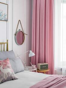 Solid Color Single Panel Curtain - Pink - View 5