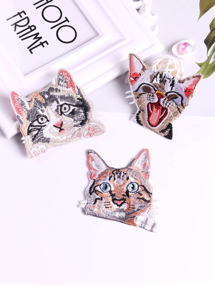 3 miếng dán thiết kế mèo Iron-on Patch - Nhiều màu - Xem 1
