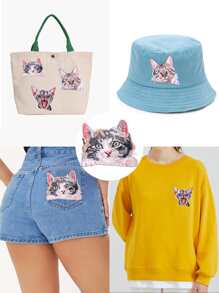 3 miếng dán thiết kế mèo Iron-on Patch - Nhiều màu - Xem 3