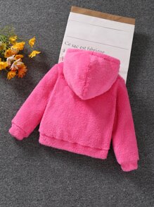 SHEIN Áo nỉ in hình gấu bông thêu chữ cho bé gái - Màu Hồng Tươi - Xem 2