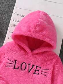 SHEIN Áo nỉ in hình gấu bông thêu chữ cho bé gái - Màu Hồng Tươi - Xem 4