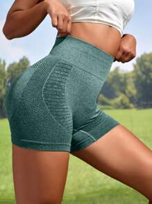 Easithlete Seamless Tummy Control Sports Shorts High Waisted ShortsWomen Sweat Short, Gym Short, Biker Short - Cadet Blue - View 3