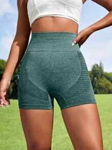 Easithlete Seamless Tummy Control Sports Shorts High Waisted ShortsWomen Sweat Short, Gym Short, Biker Short - Cadet Blue - View 6