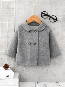 Baby Boy Double Breasted Raglan Sleeve Overcoat - Grey - View 1