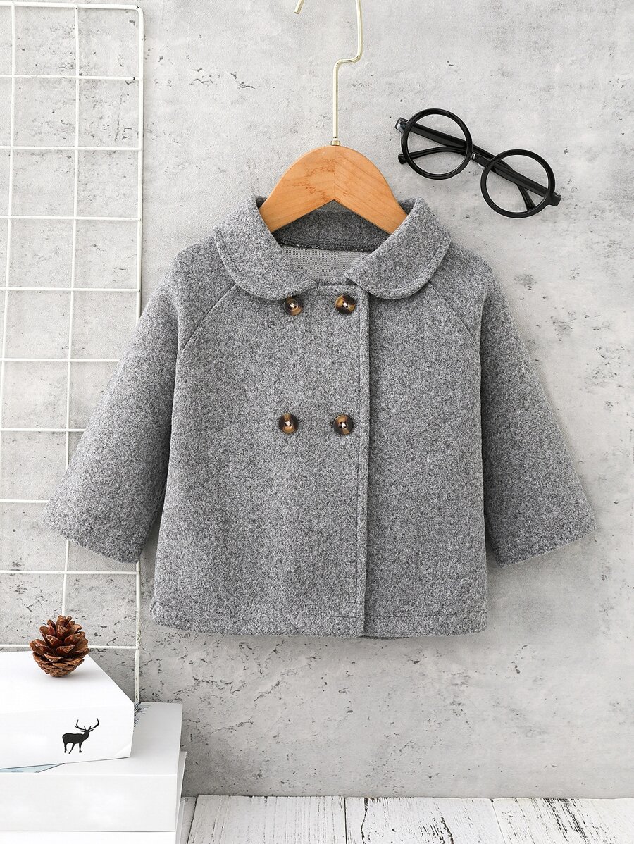 Baby Boy Double Breasted Raglan Sleeve Overcoat - Grey - View 1
