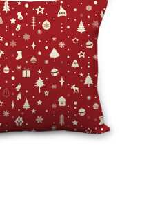 Christmas Tree & Hat Print Cushion Cover Without Filler - Multicolor - View 4