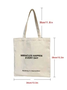Slogan Graphic Canvas Shopper Bag School Bag For Graduate, Teen Girls, Freshman, Sophomore, Junior & Senior In College, University & High School, Perfect For Outdoors ,Travel & Back To School