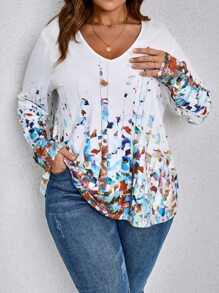 SHEIN LUNE Plus Graphic Print Tee - White - View 1