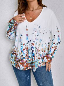 SHEIN LUNE Plus Graphic Print Tee - White - View 5