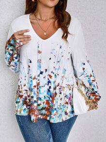 SHEIN LUNE Plus Graphic Print Tee - White - View 6