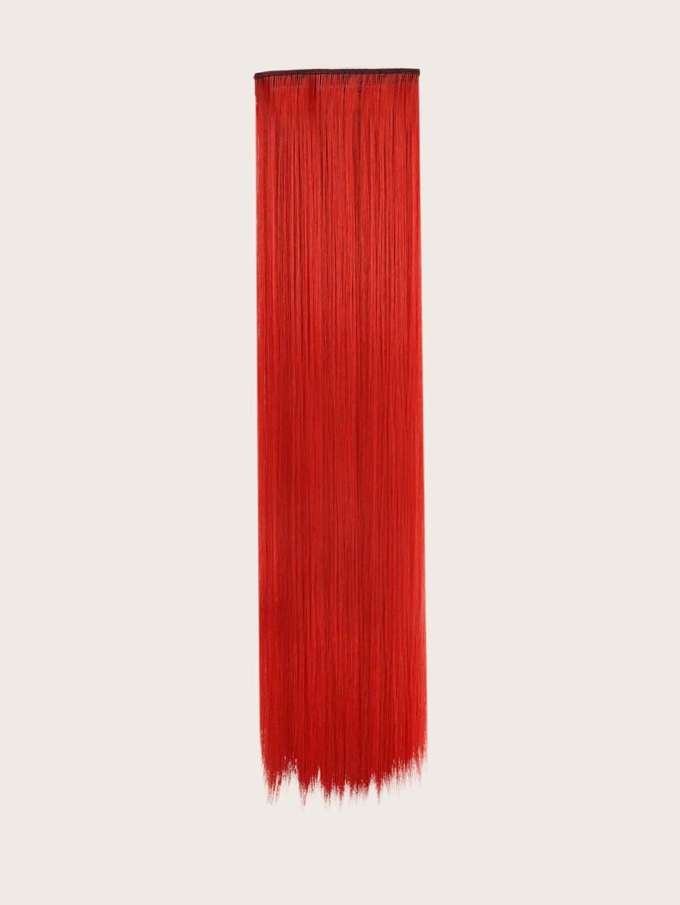 1pc Long Straight Synthetic Hair Extension - Red - View 1