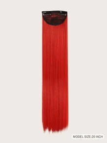1pc Long Straight Synthetic Hair Extension - Red - View 2
