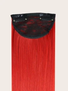 1pc Long Straight Synthetic Hair Extension - Red - View 3