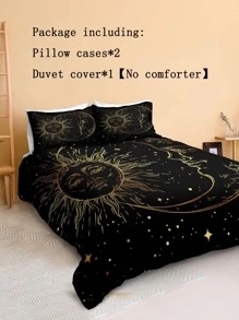 Bộ vỏ chăn hình mặt trăng & mặt trời không có chất làm đầy - Nhiều màu - Xem 4