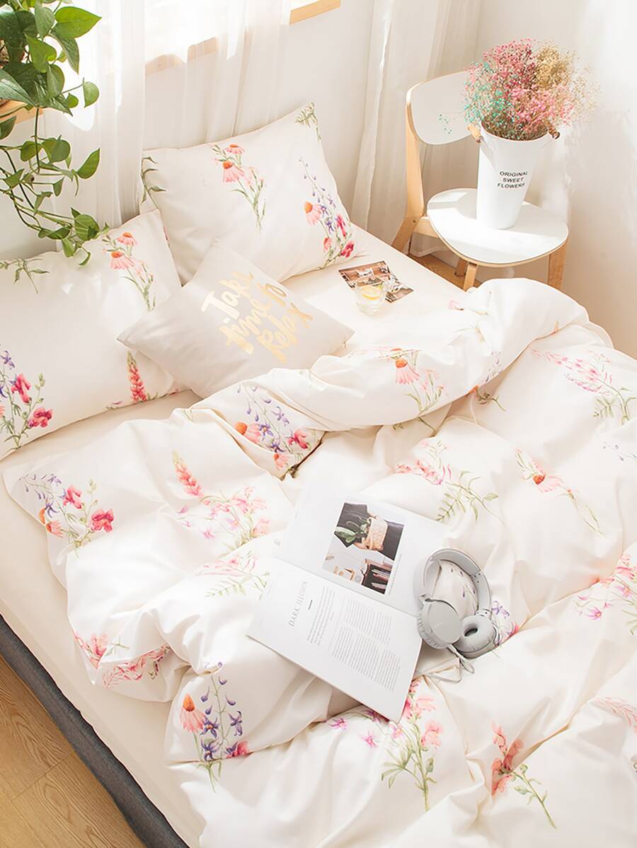 Flower Print Bedding Sets Without Filler SHEIN USA