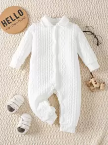 Mono De Niño Bebé Sólido De Un Solo Botón Cruzado - Blanco - Ver 1