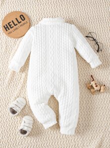 Mono De Niño Bebé Sólido De Un Solo Botón Cruzado - Blanco - Ver 2