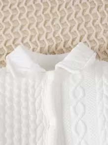 Mono De Niño Bebé Sólido De Un Solo Botón Cruzado - Blanco - Ver 4