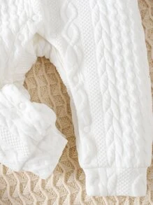 Mono De Niño Bebé Sólido De Un Solo Botón Cruzado - Blanco - Ver 6