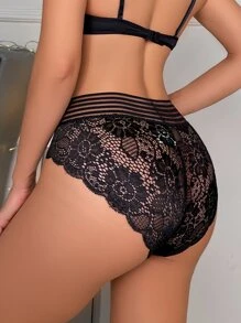 Bragas unicolor de malla en contraste - Negro - Ver 5