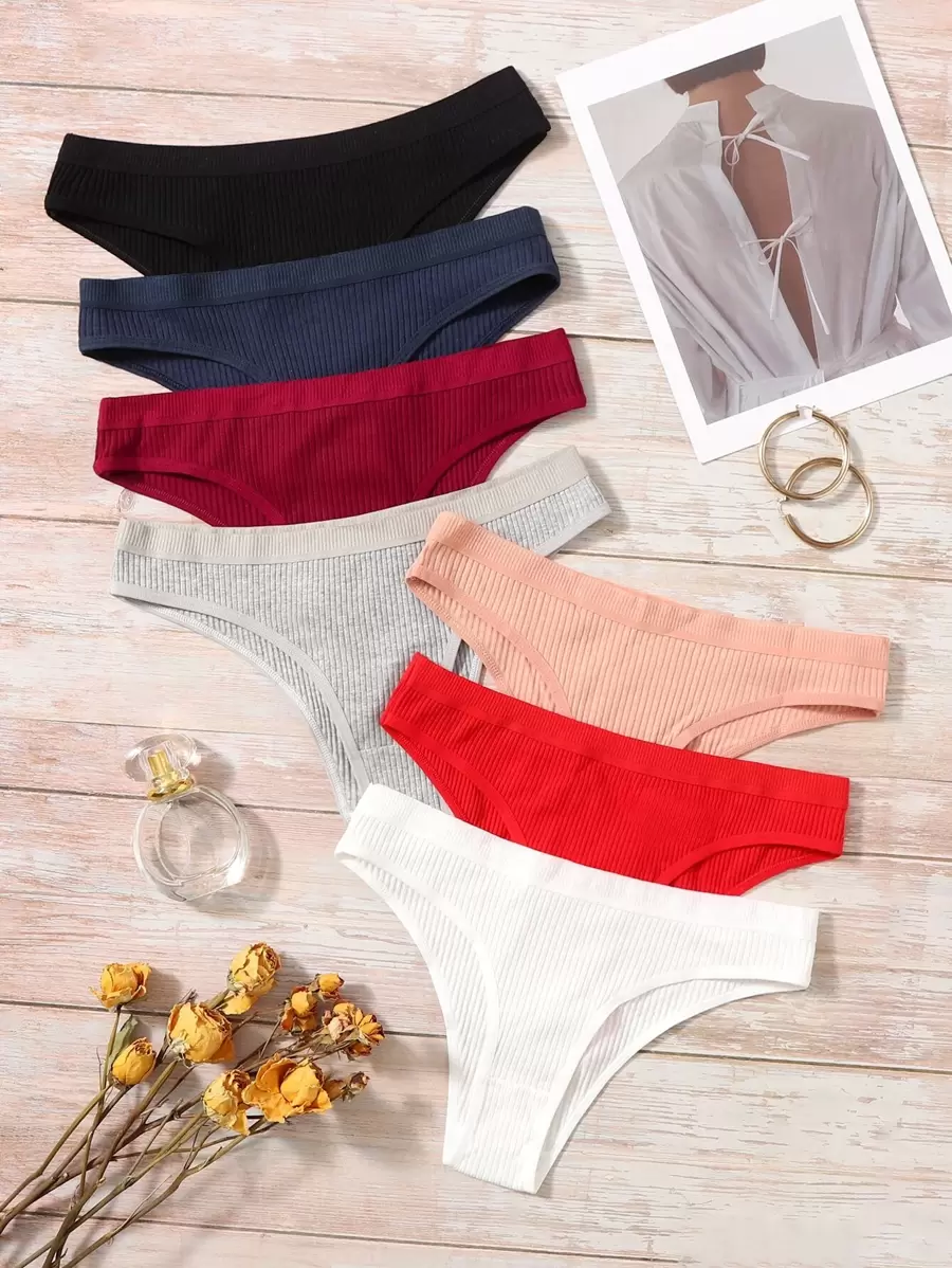 7入組素色簡約風內褲 - 彩色 - 查看 1