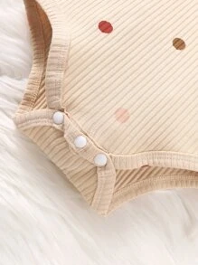 Bộ đồ Em bé Nút Gân đan Chấm bi Giải trí - Màu be - Xem 4