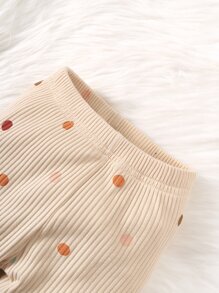 Bộ đồ Em bé Nút Gân đan Chấm bi Giải trí - Màu be - Xem 5