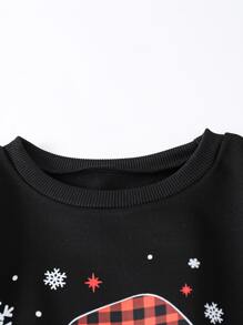 SHEIN Unity Christmas Print Sweatshirt for Christmas - Black - View 5