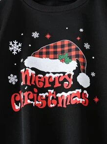 SHEIN Unity Christmas Print Sweatshirt for Christmas - Black - View 6