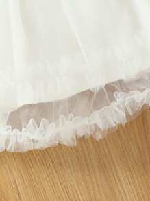 Baby Frill Trim Contrast Mesh Cami Dress - White - View 4