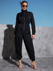 SHEINNeu Mono con bolsillo lateral con abertura media de hombros caídos - Negro - Ver 4