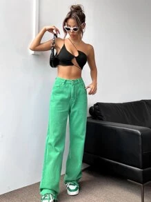 SHEIN X Made in America SHEIN ICON 單肩吊帶短上衣 - 黑色 - 查看 5