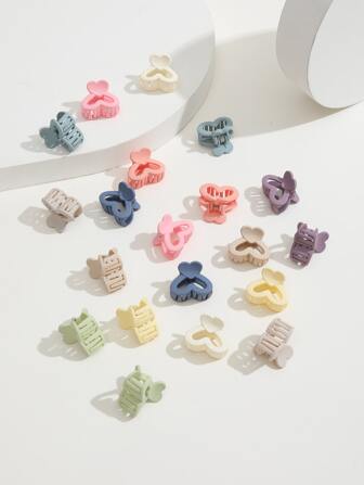 20入組愛心造型髮卡，適用於日常造型及校園約會度假街頭休閒日常旅行