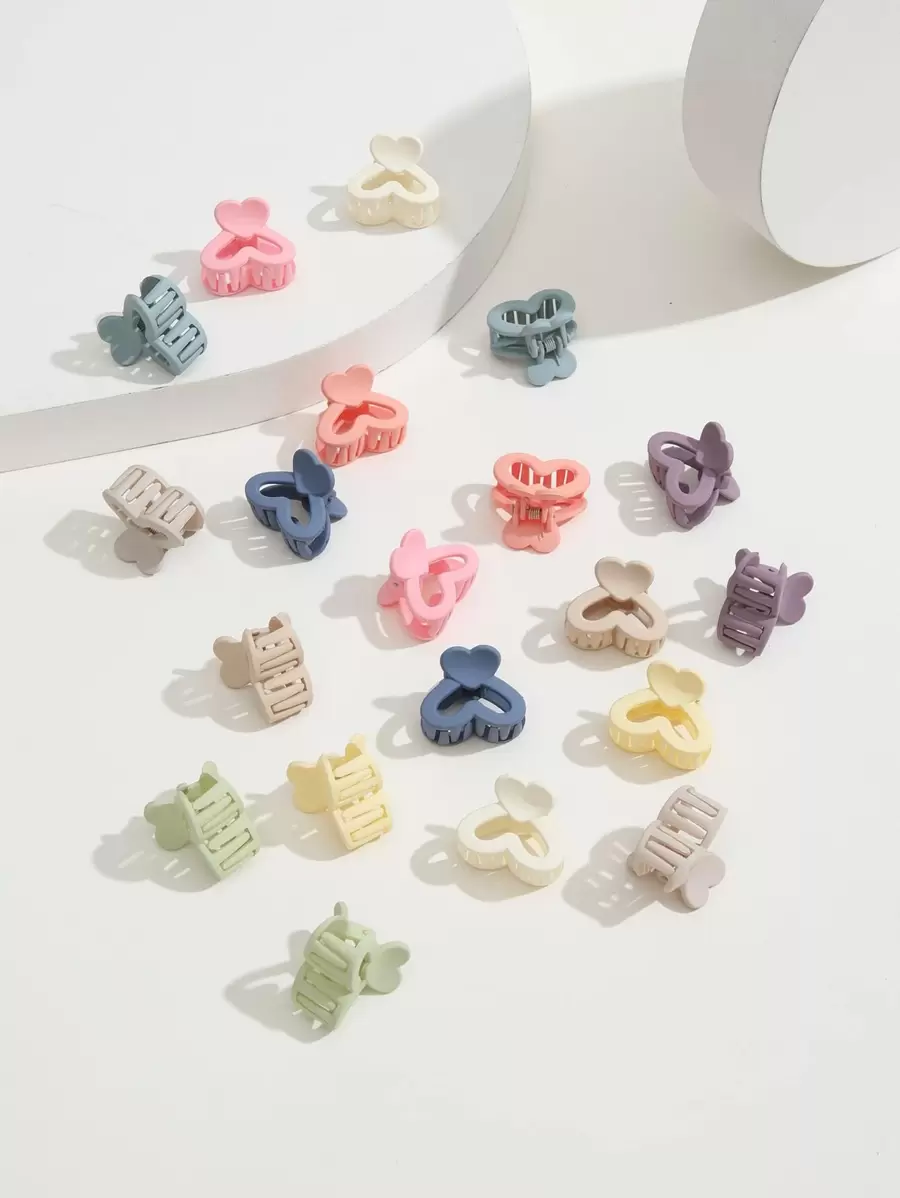 20入組愛心造型髮卡，適用於日常造型及校園約會度假街頭休閒日常旅行 - 彩色 - 查看 1