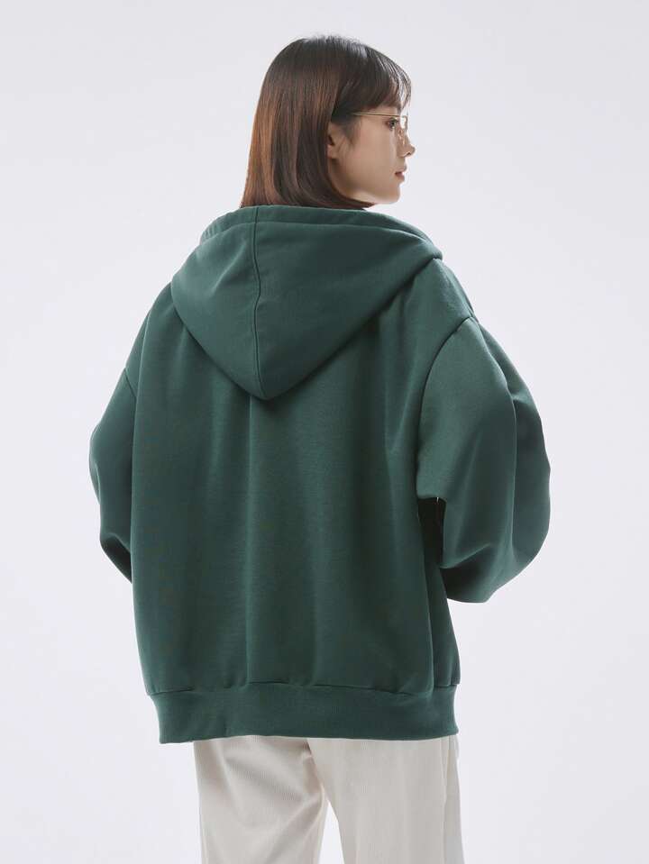 DAZY ドロップショルダー ドローストリング ジッパーサーマル パーカー DAZY ジップアップ ドロップショルダー ドローストリング