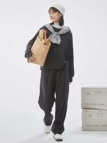 DAZY 腰部抽繩斜口袋長褲