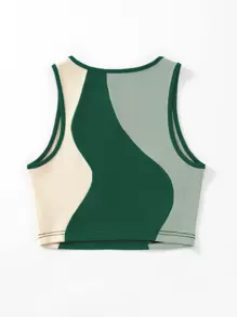 Flirla Farbblock Tanktop Grafikshirt Damen Tops
