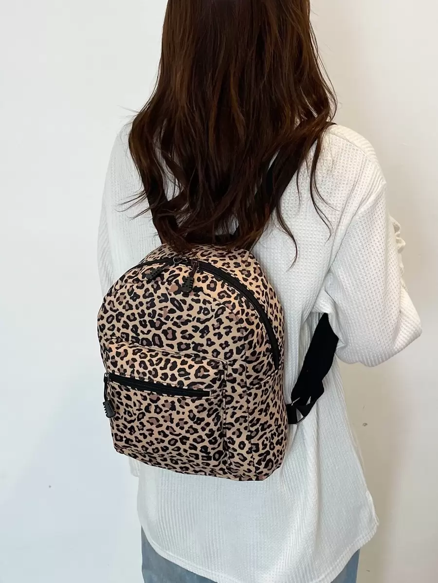 Fashionable New School Season Butterfly Leopard Pattern Women's Bag High School Student Backpack Lightweight Student Bag Simple Fashion BackpackSchool Backpack,School Bag,Backpack For School,Back To School,Big Backpack,Cute, Suitable For Teen Girls Women College Students, Perfect For Back To School,College,Middle School, High School, Leopard Print Bag, Fall Winter Fashionable Cheetah Print Purse For Women - Multicolor - View 1