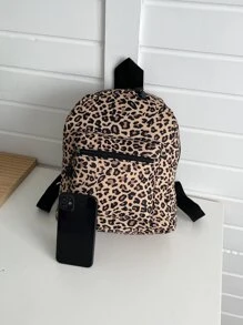 Fashionable New School Season Butterfly Leopard Pattern Women's Bag High School Student Backpack Lightweight Student Bag Simple Fashion BackpackSchool Backpack,School Bag,Backpack For School,Back To School,Big Backpack,Cute, Suitable For Teen Girls Women College Students, Perfect For Back To School,College,Middle School, High School, Leopard Print Bag, Fall Winter Fashionable Cheetah Print Purse For Women - Multicolor - View 4