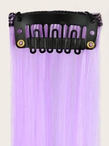 5pcs Random Color Clip In Long Straight Hairpiece