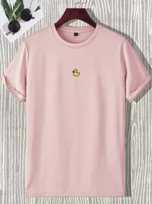 Manfinity Homme 男士鴨子刺繡T恤 - 淺粉色 - 查看 1