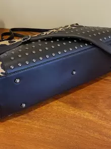 DareSee Geantă de umăr cu imprimeu leopard, geantă elegantă cu imprimeu leopard, geantă de umăr de mare capacitate, cu nituri, decor cu ciucuri, cele mai bune cadouri personalizate pentru femei, mame și iubite, geantă cu imprimeu leopard, festival de muzică, festival Y2K, înapoi la școală, toamnă, Halloween, genți de Crăciun perfecte pentru petreceri elegante, asortate cu costume de Crăciun, cadouri de Crăciun și iarnă.