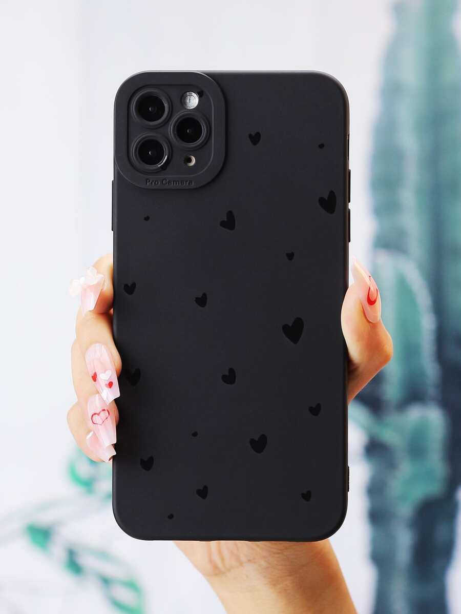 Vỏ điện thoại in hình trái tim - màu đen - Xem 1