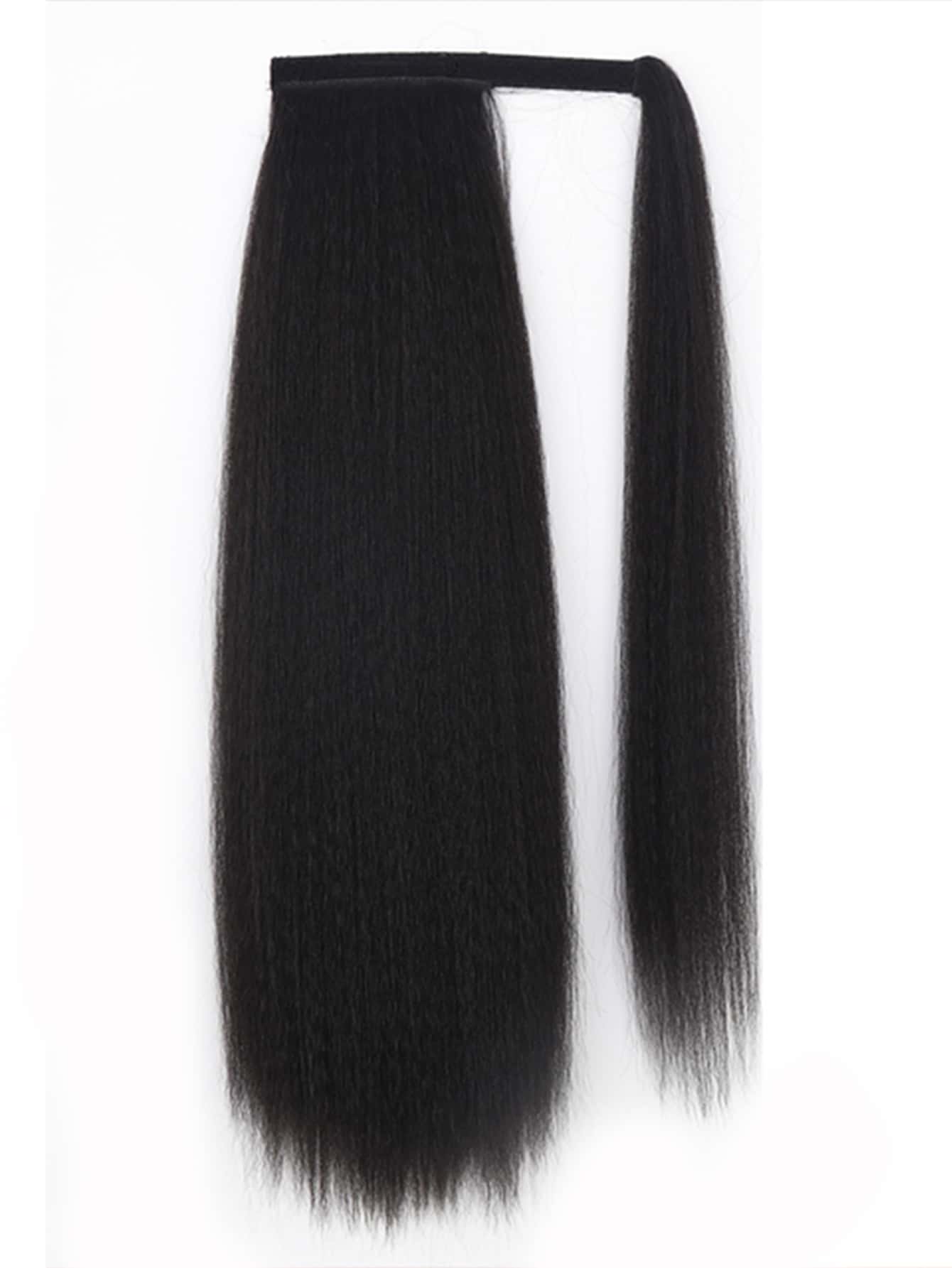 Tóc đuôi ngựa thẳng tổng hợp Yaki - màu đen - Xem 1