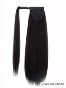 Tóc đuôi ngựa thẳng tổng hợp Yaki - màu đen - Xem 2